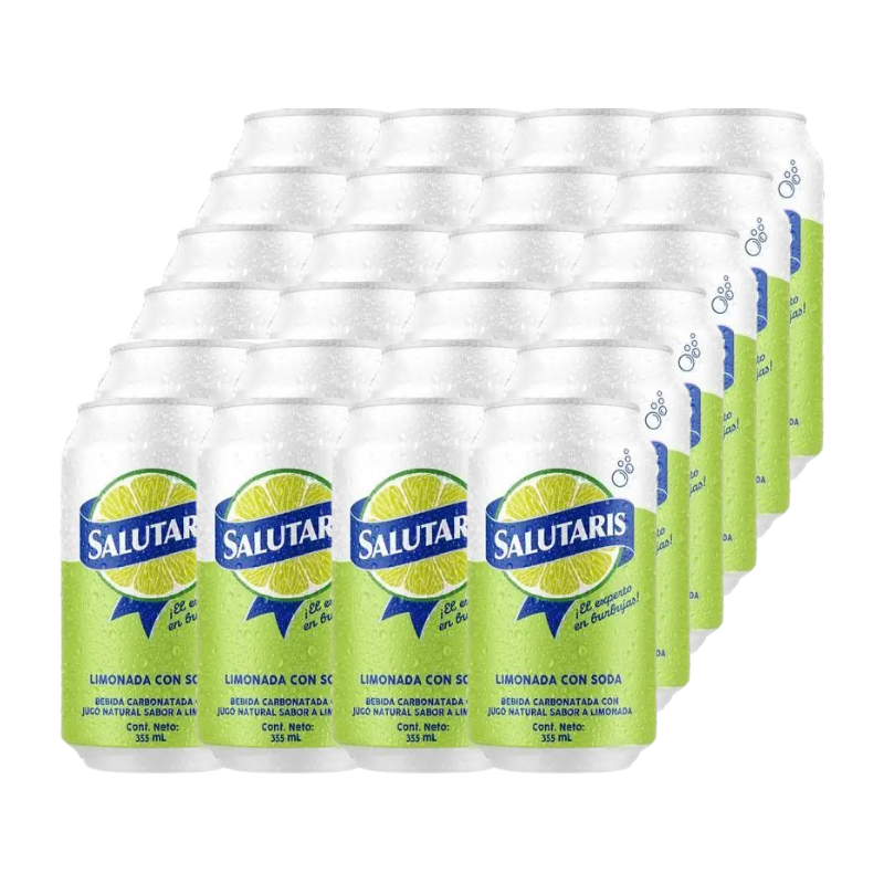 Agua Carbonatada sabor Limón Salutaris Lata 355ml (24Pack)