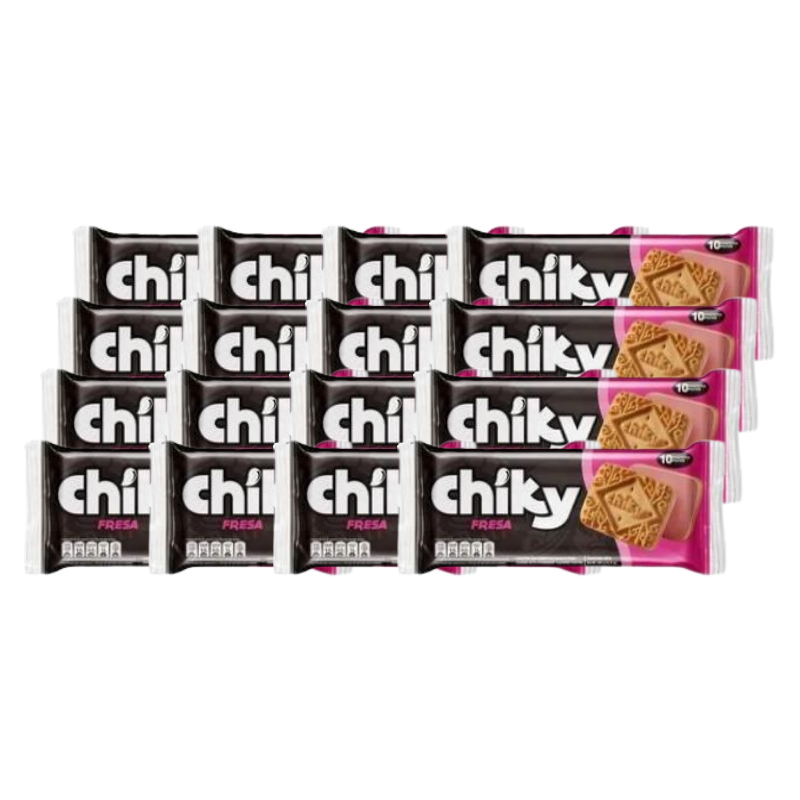 Galletas Cubiertas de Chocolate sabor Fresa Chiky 12uds (16Pack)