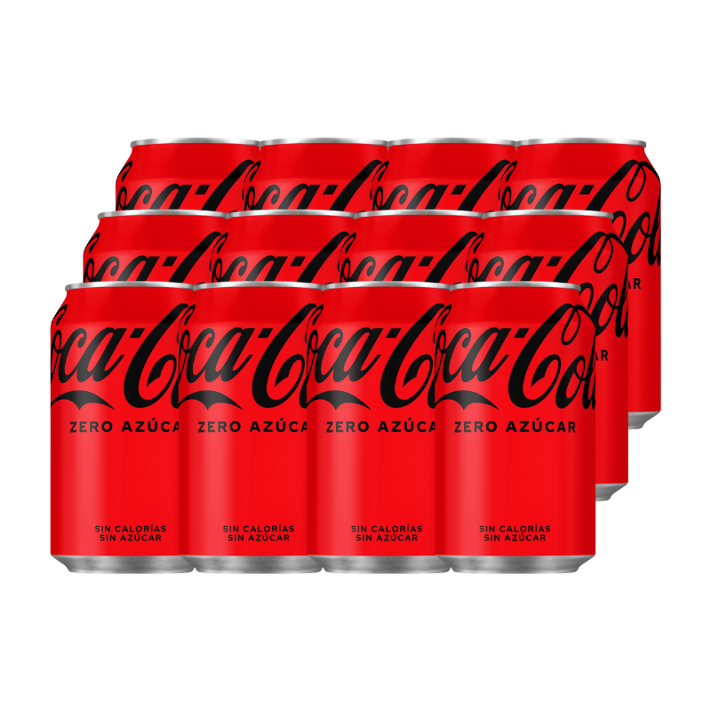Gaseosa sin Azúcar Coca Cola Zero Lata 355ml (12Pack)