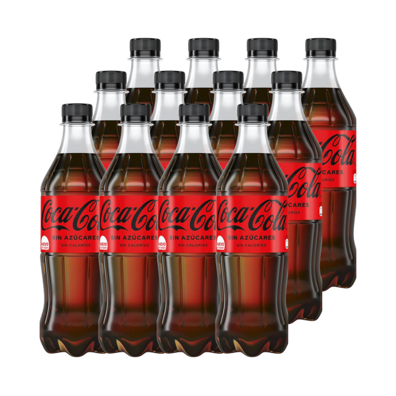 Gaseosa sin Azúcar Coca Cola Zero PET 600ml (12Pack)