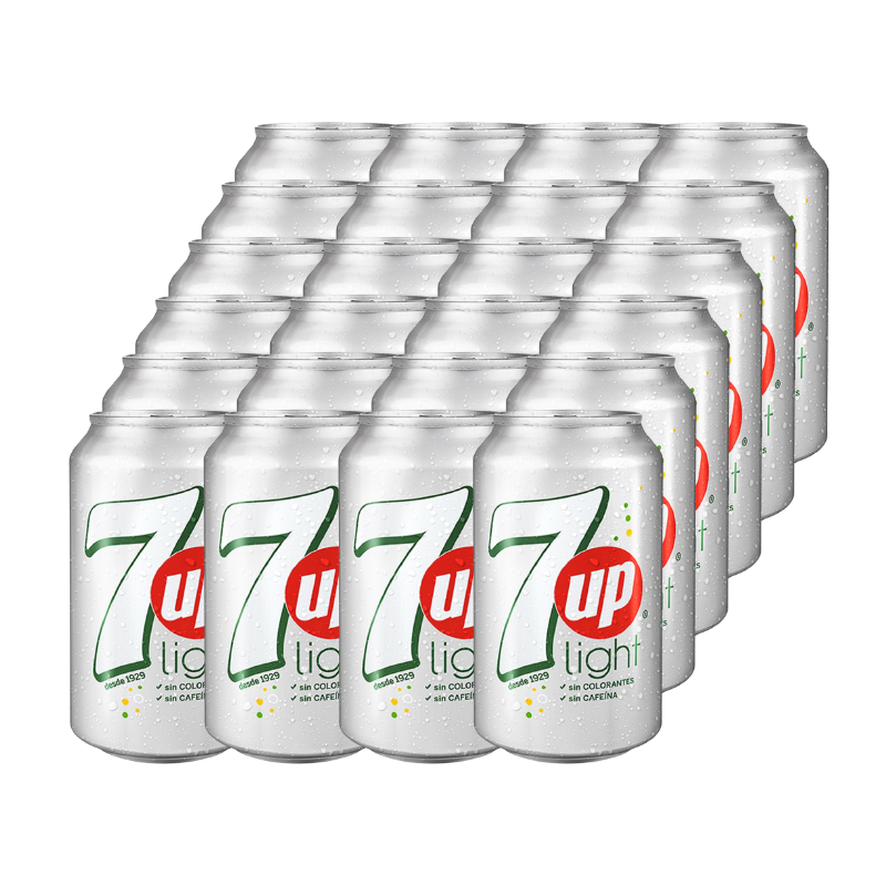 Gaseosa sin Azúcar Seven Up Light Lata 355ml (24Pack)