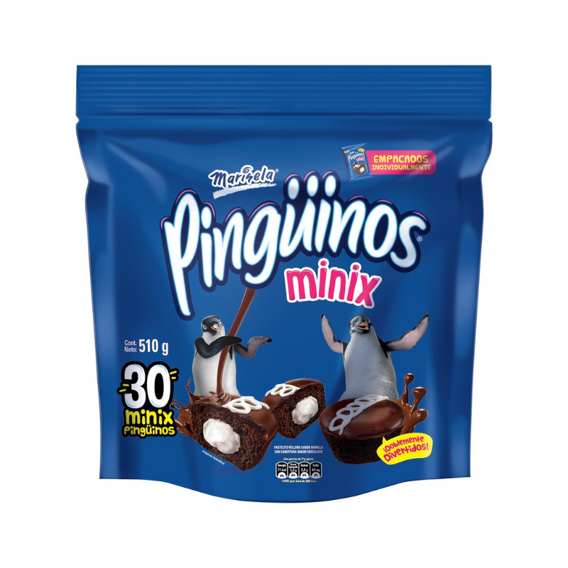 Pastelitos de Chocolate Pingüinitos Minix Marinela 30uds 510g