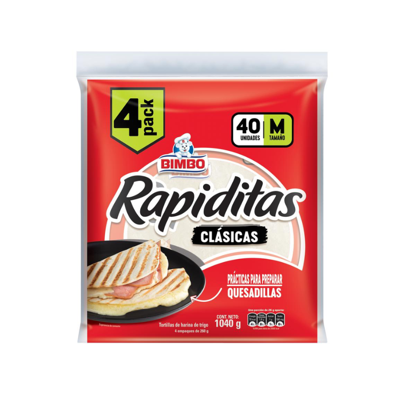 Tortillas de Harina Medianas Bimbo Rapiditas 4x10uds 1040g